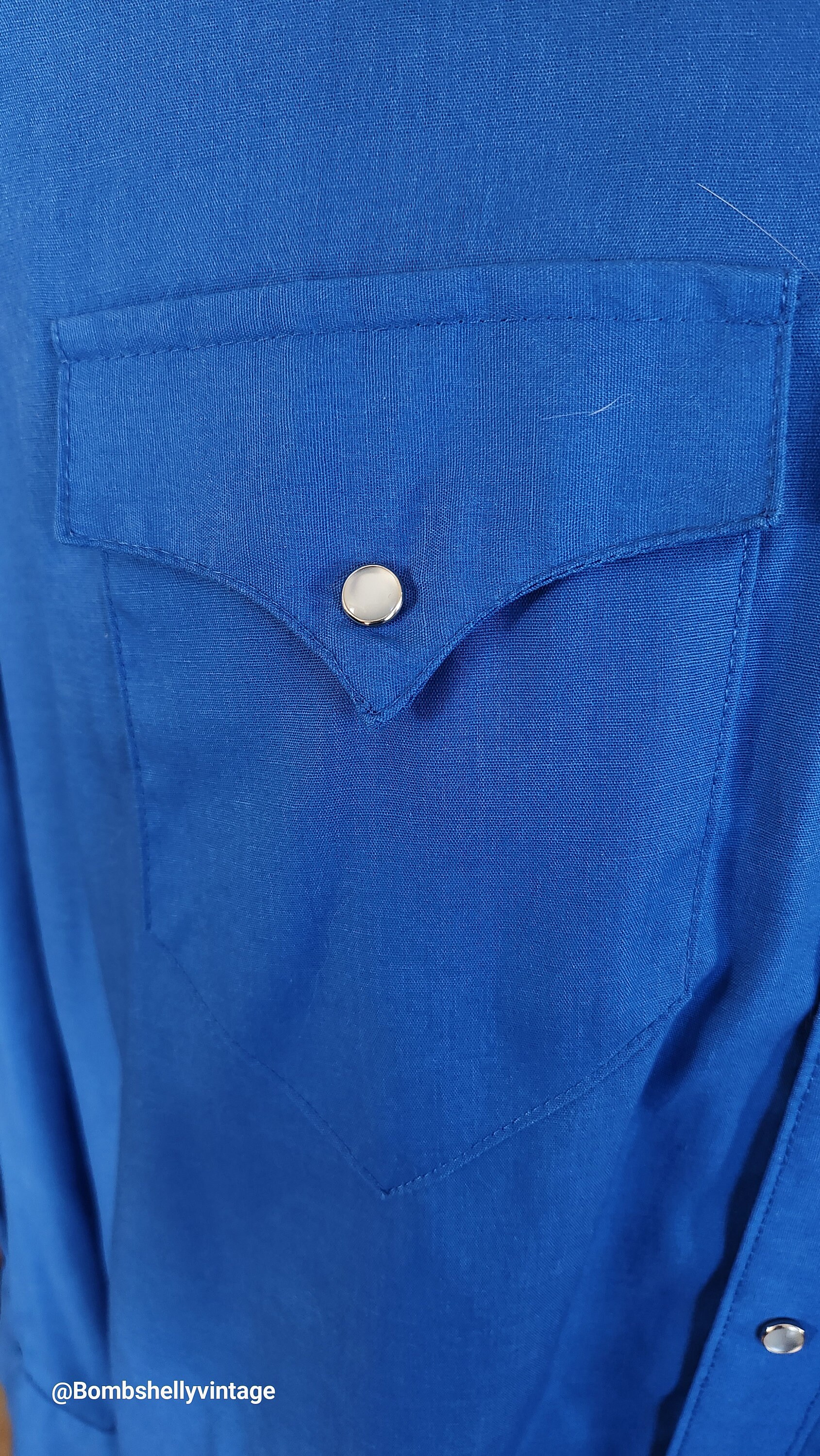 Vintage 70's Tru-west Rockmount Ranch Wear Cobalt Blue Western