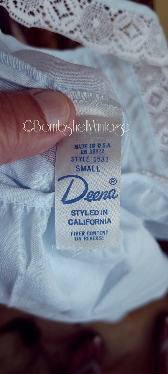 Vintage 70's Blue Deena Prairie Style Cotton Nigh… - image 7
