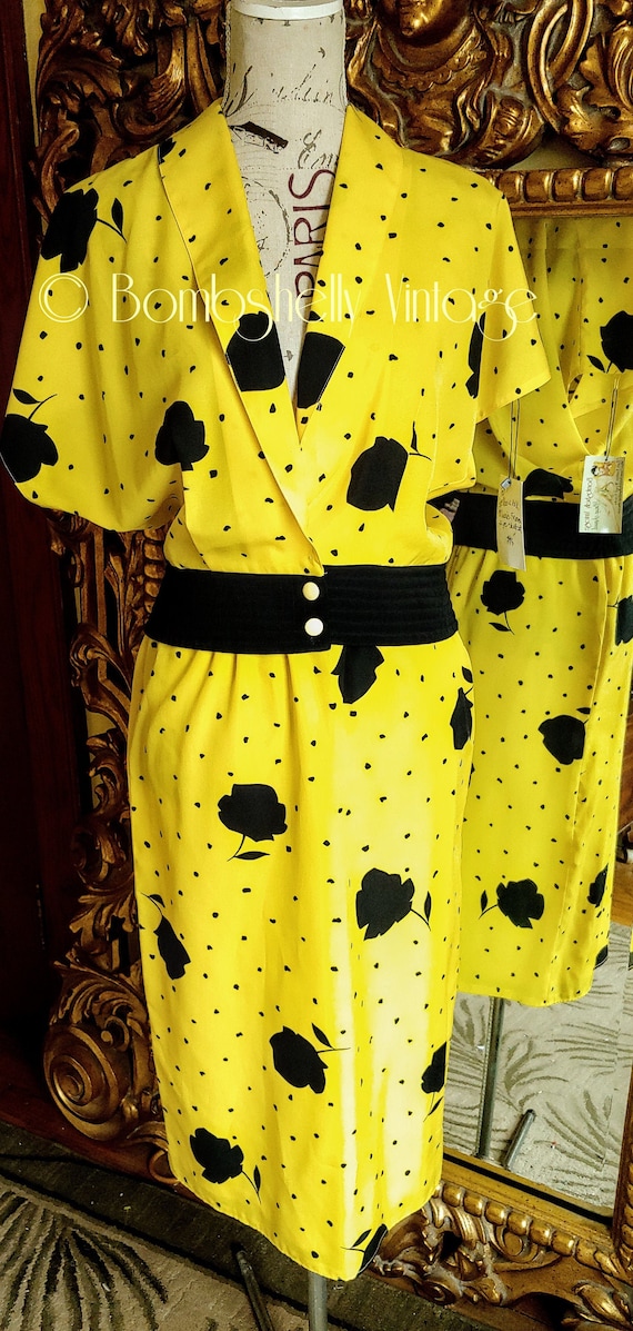 Vintage Marie France Bright Yellow and Black Two P