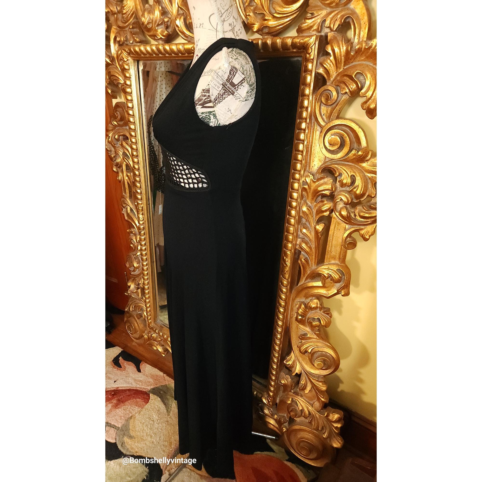 Vintage 70's Mr. Boots Limited Editions Sexyblack Knit Maxi Dress With Open  Crochet Midriff - Etsy