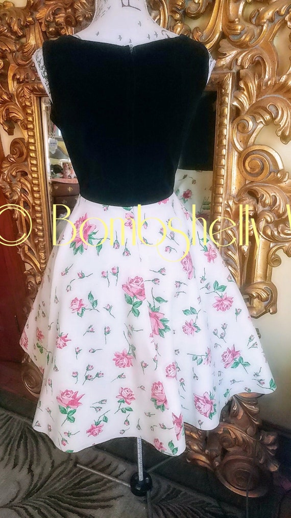 Vintage 50's Hand Painted Roses Velveteen and Felt