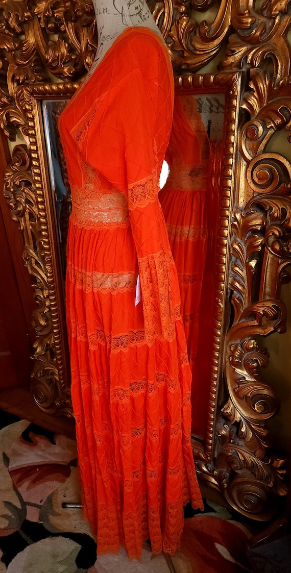 Vintage 60's Orange Mexican Wedding Dress - image 2