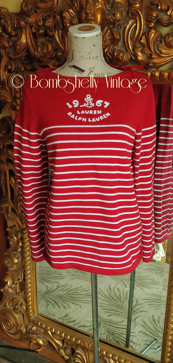 Vintage Lauren Ralph Lauren Nautical Red and White