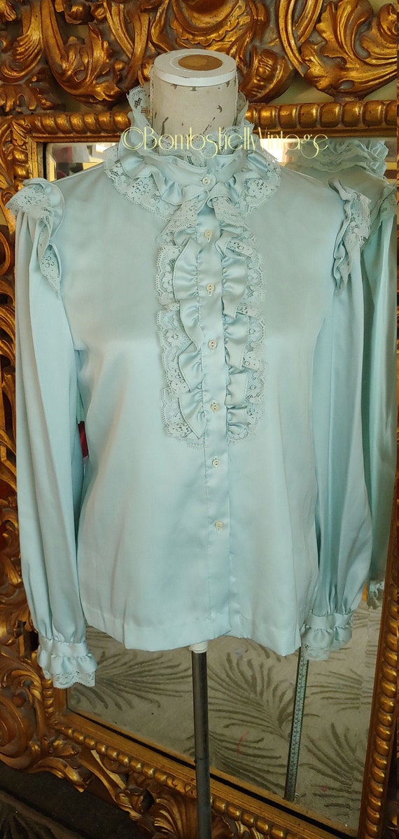 Vintage 70's Light Blue High Neck MJ Concepts Ruff
