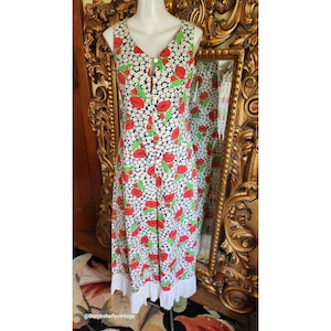 Vintage 60&#39;s Charm of Hollywood Cotton Poppies & Daisies Print Wide Leg Jumpsuit