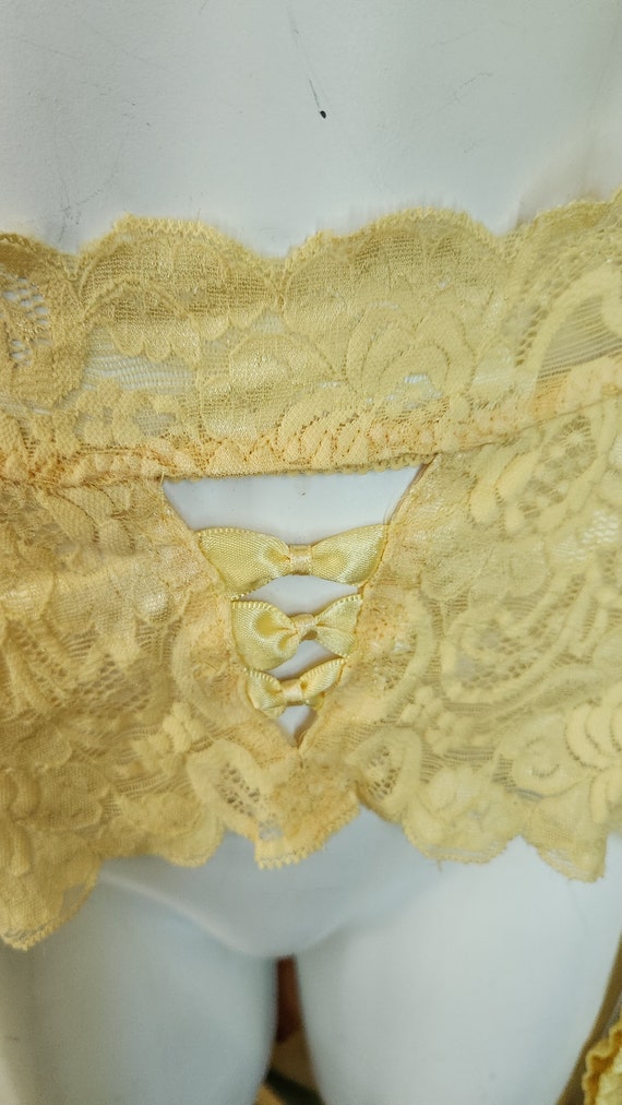 Vintage 90's Fredericks of Hollywood Yellow Lace … - image 5