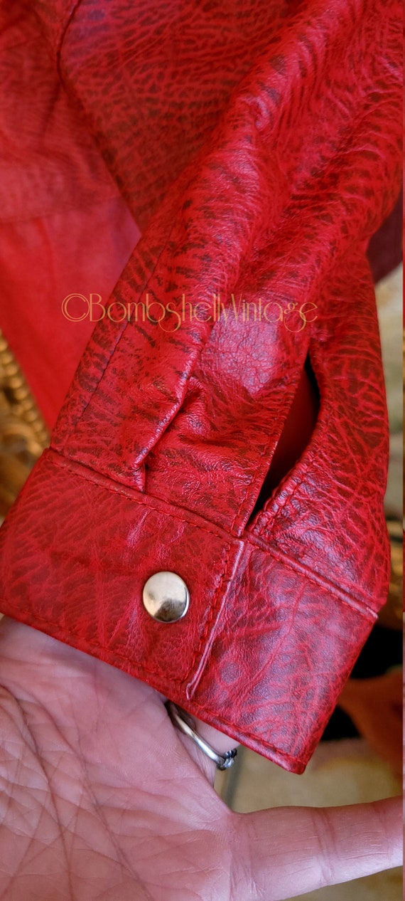 Vintage 80's Wilson Leathers Red Reptile Print Le… - image 7