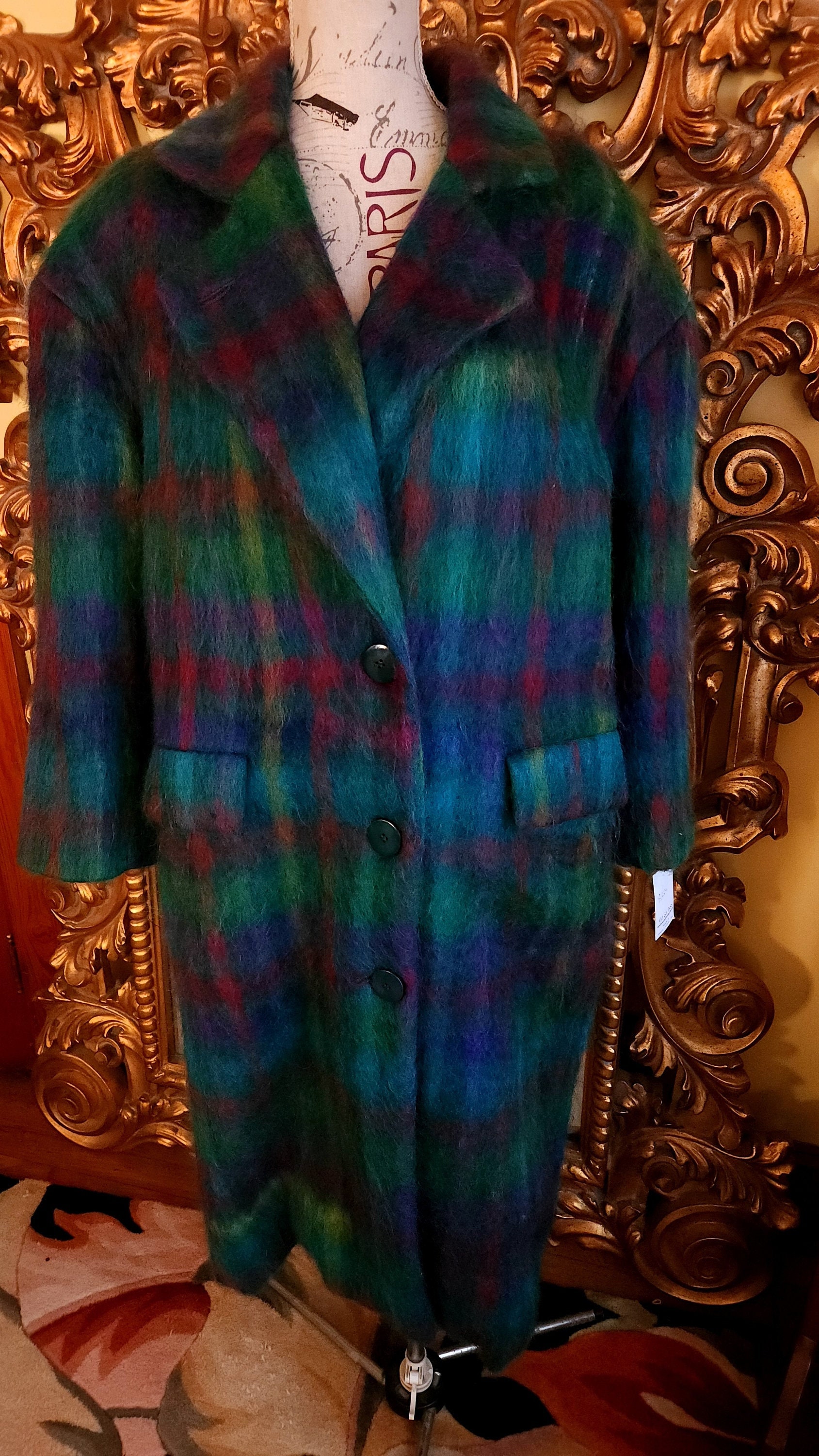 80s Mohair Green Check Jacket