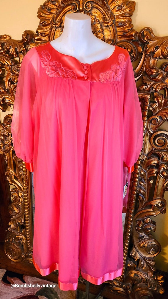 Vintage 60's Gossard Artemis Coral Pink Chiffon Pe