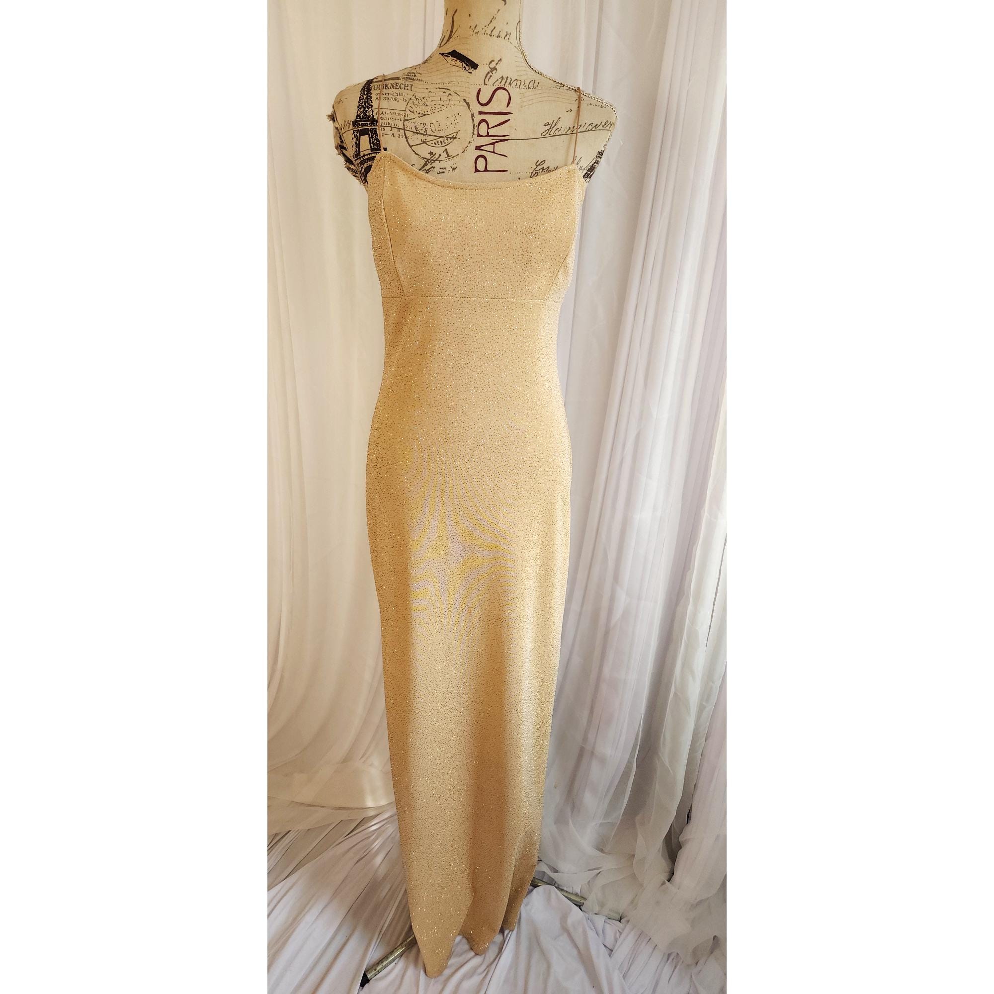 Vintage 90's Jump Apparel Co Gold Sparkle Stretch Gown - Etsy Ireland