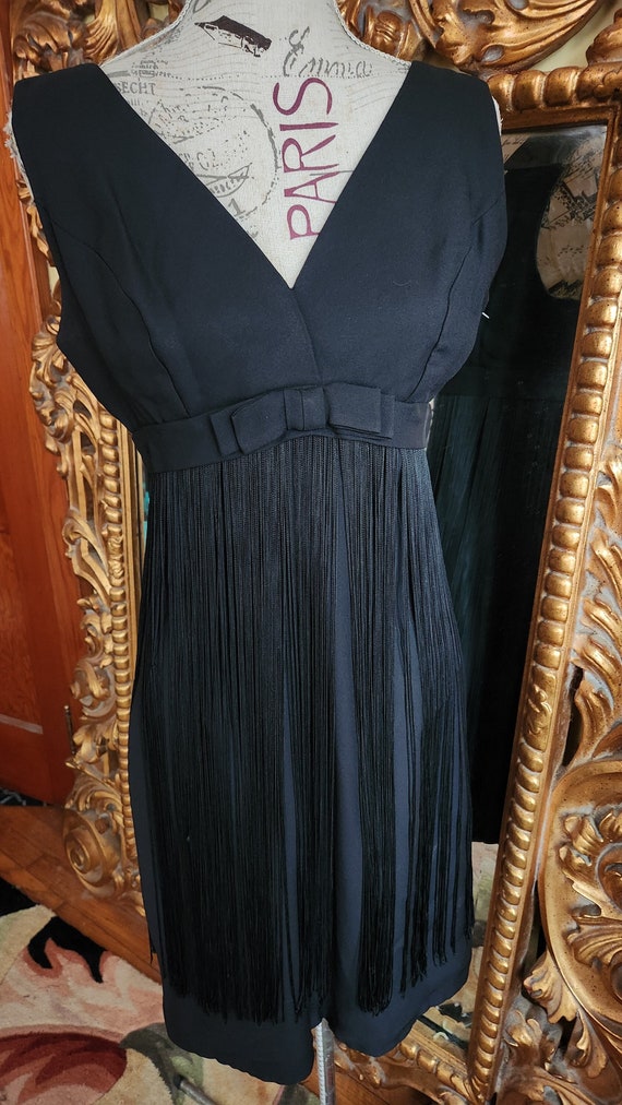 Vintage 60's Alfred Werber Black Fringe Dress