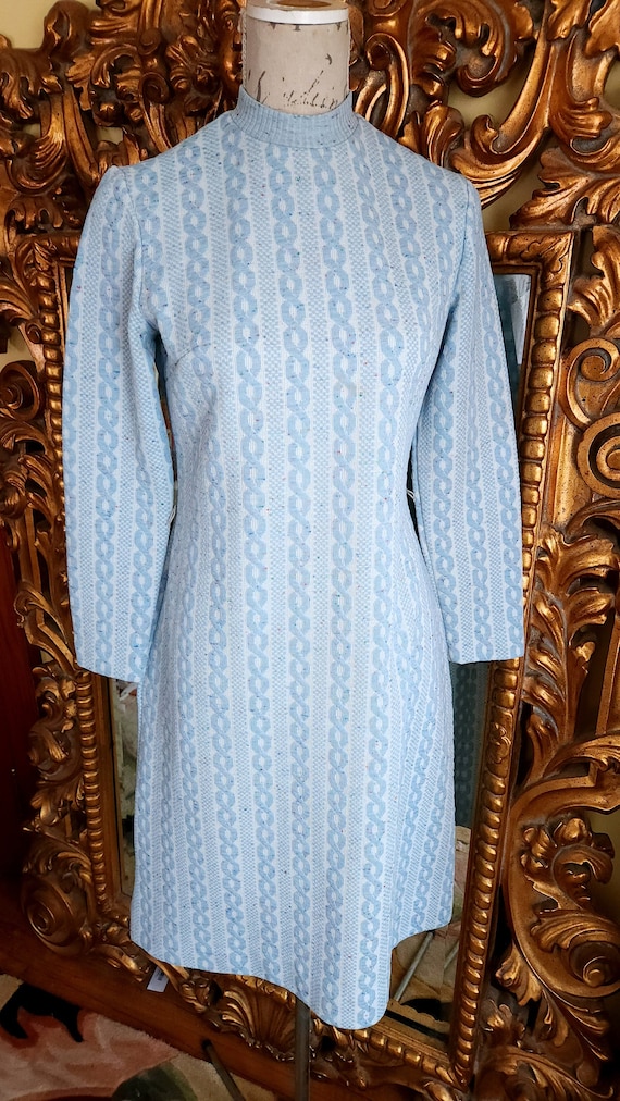 Vintage 60's Bleeker Street Blue Polyester Dress