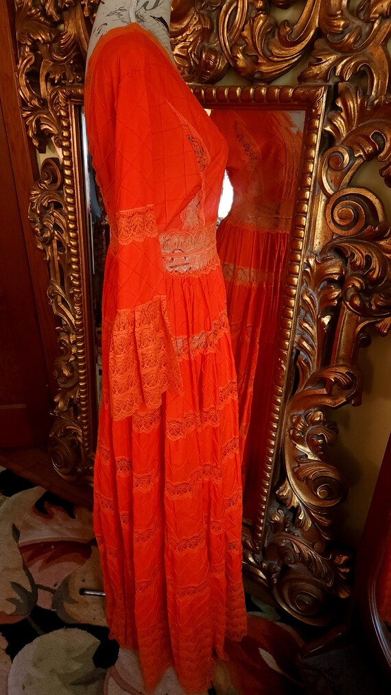Vintage 60's Orange Mexican Wedding Dress - image 4