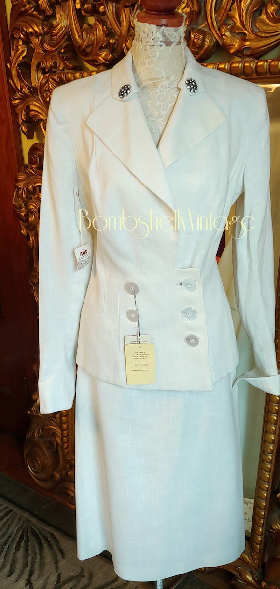 Vintage 40's White NOS Tailored by Mondrow Maxima