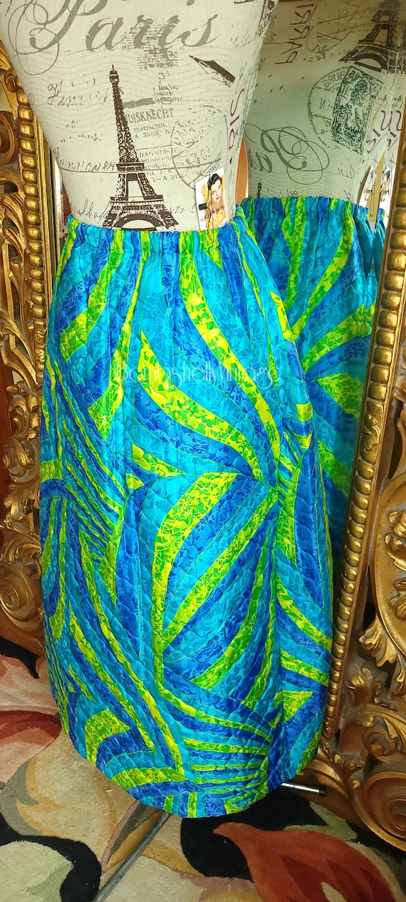 Vintage 60's Miss Elaine Green & Yellow Psychedli… - image 3