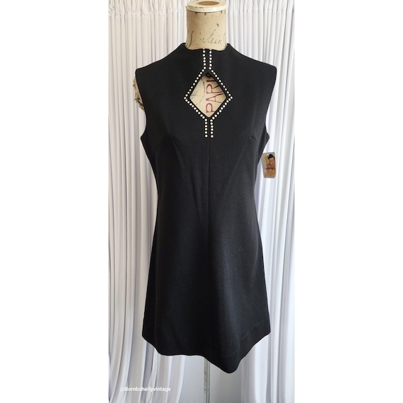 black dress with rhinestone trim ZITA MINI DRESS main image 0