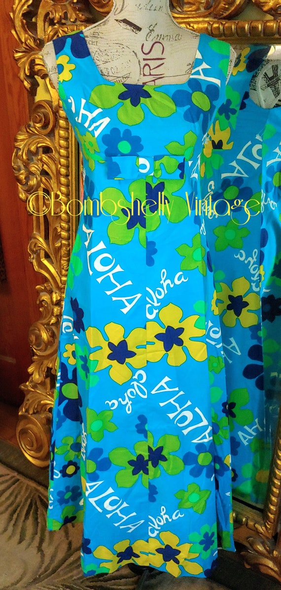 Vintage 60's Tiki Tohki Hawaii Aloha Maxi Dress