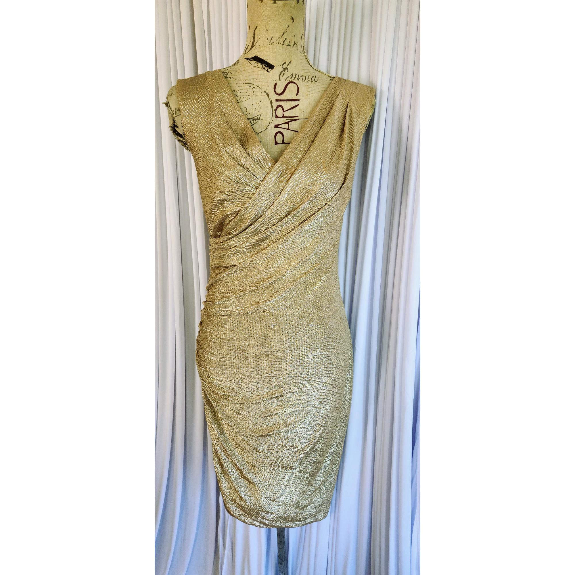 Vintage Cach Shiny Gold Rooched Cocktail Dress - Etsy