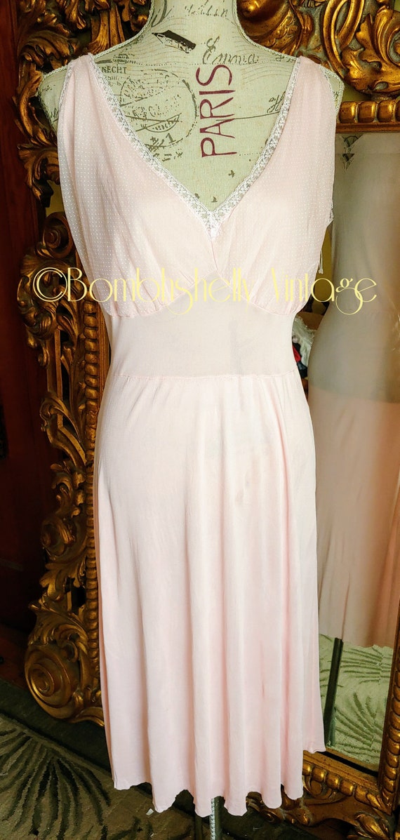 Vintage 40's Pink Swiss Dot Slip