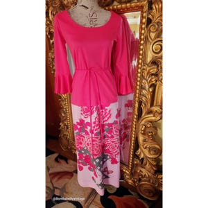 Vintage 70&#39;s Miss Shaheen Hot Pink Maxi Skirt Set with 2 Belts