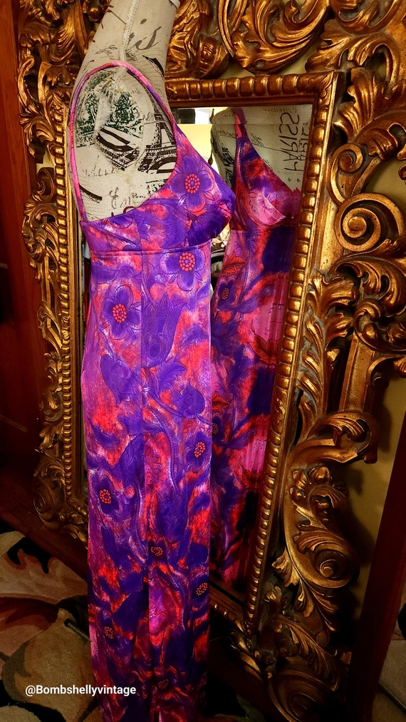 Vintage 60's Catalina Pink and Purple Swim Dress - image 2