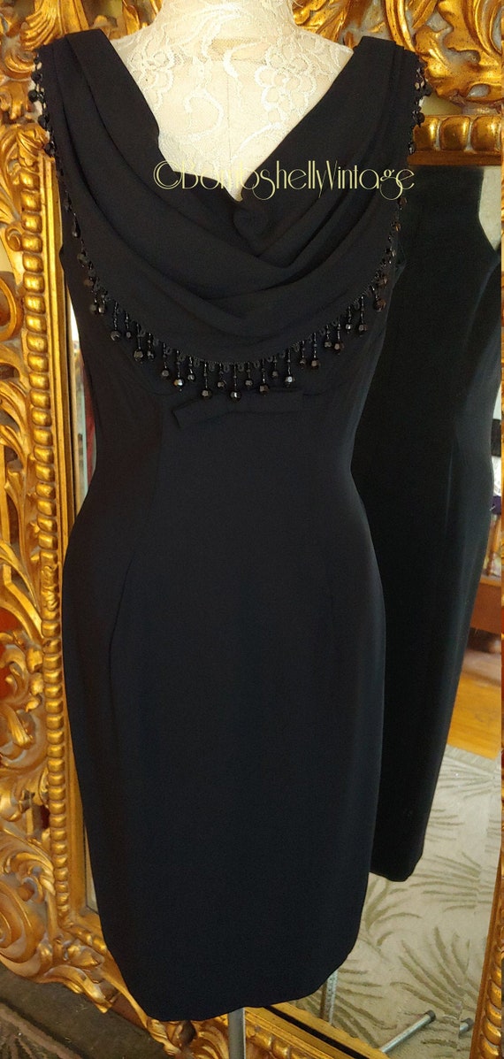 Vintage 50's Penny Parker Sexy Black Rayon Crepe C