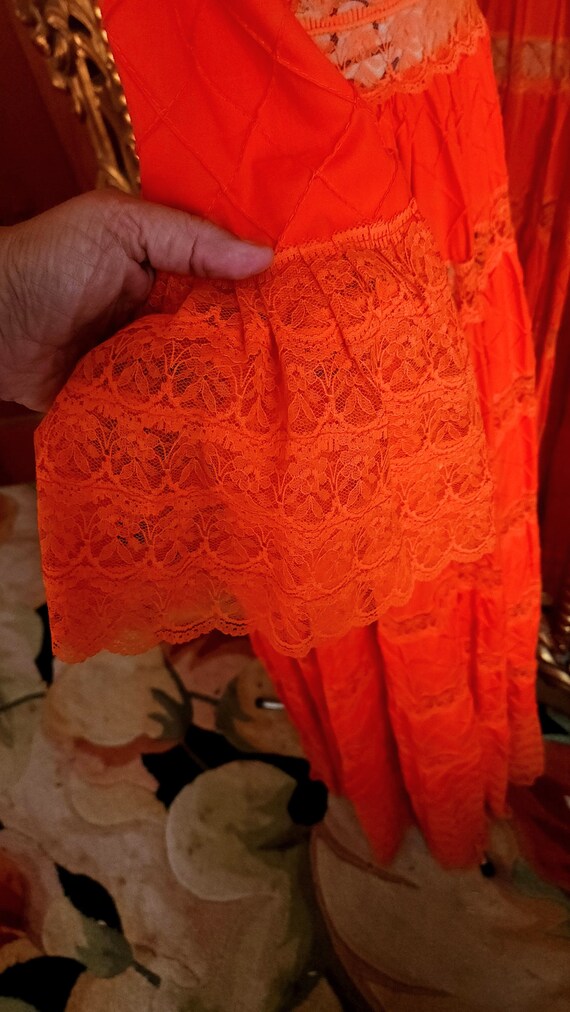 Vintage 60's Orange Mexican Wedding Dress - image 7