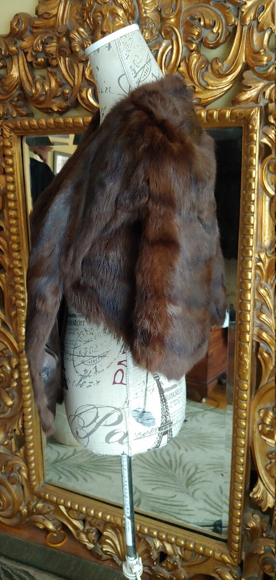 Beautiful Dark Brown Vintage Genuine Fur Stole - image 3