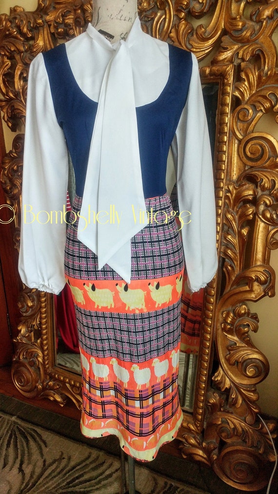 Vintage 60's Adorable Farm Animal Dress