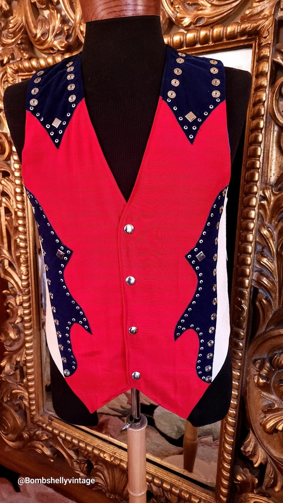 Vintage Men's Red White and Blue Studded Patriotic