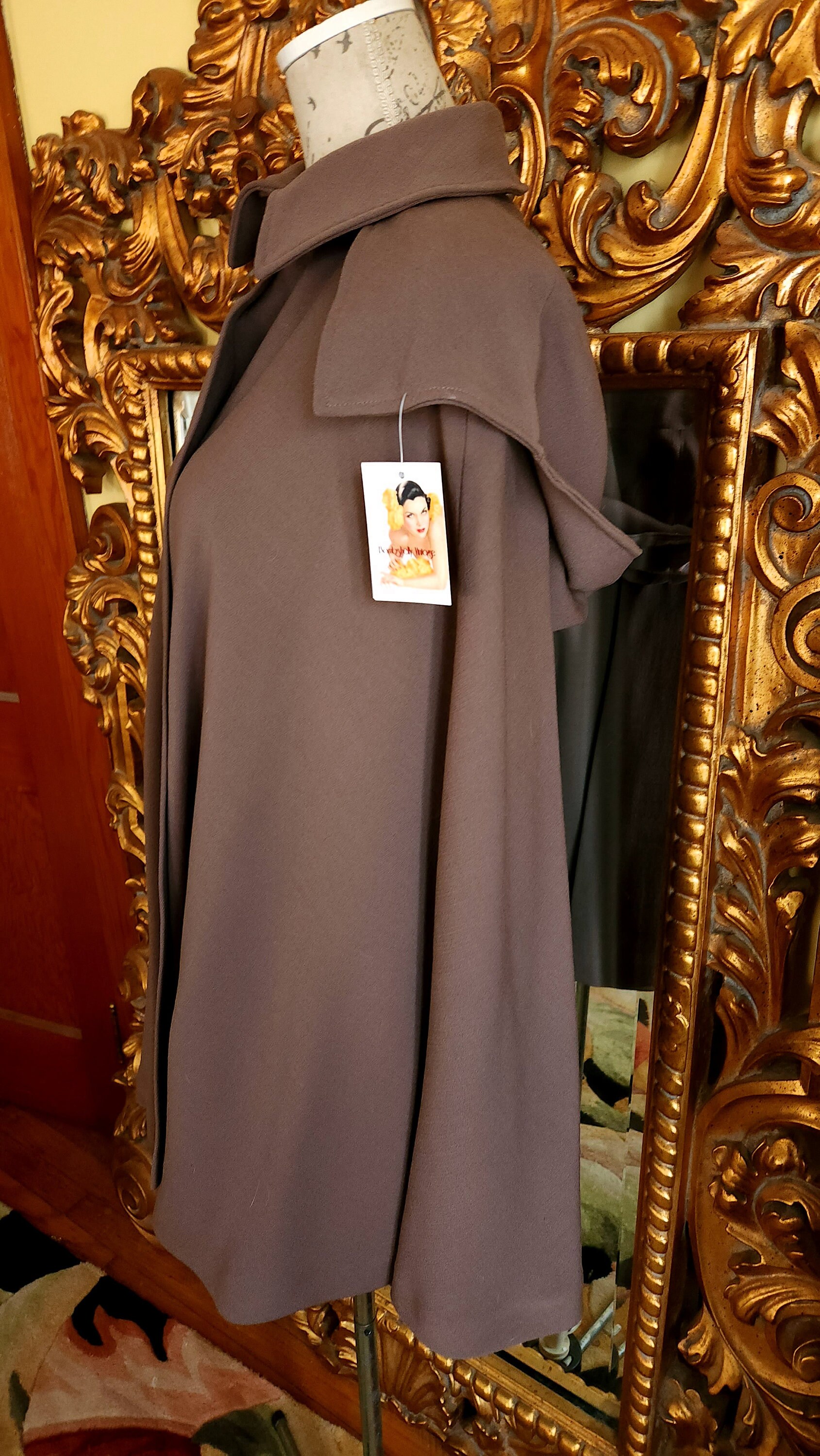 Vintage 70's Designer Christian Aujard Taupe Gabardine Wool