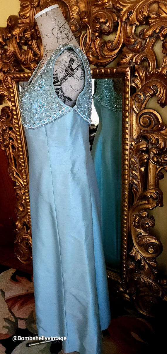 【４点set】vintage light blue beaded dress Vintage 60's Kent Originals Light Blue Silk Beaded Gown - Etsy