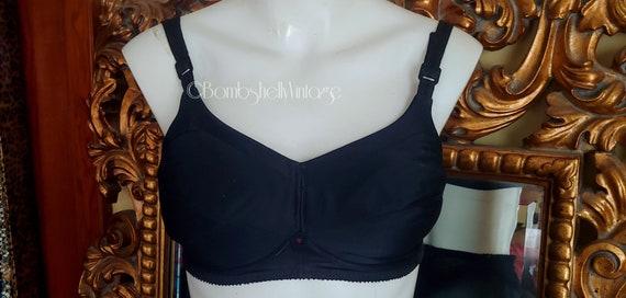 Vintage 60's Black Nylon Tricot Bra - image 2