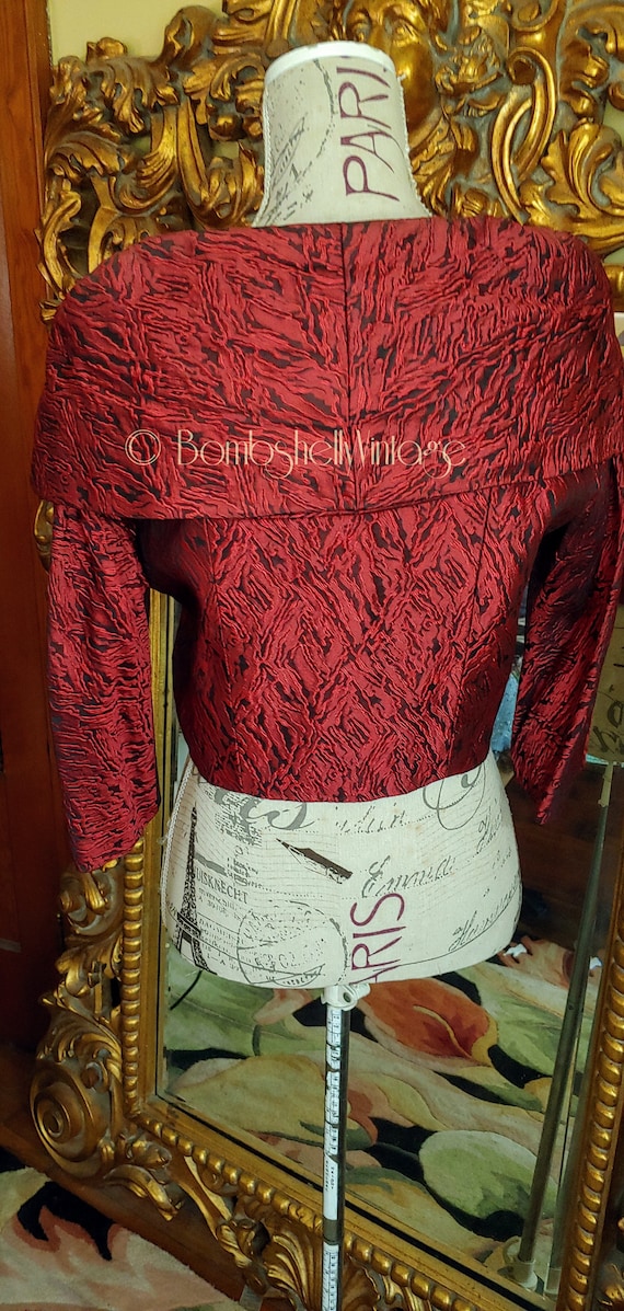 Vintage 50's Mr. Rocco Red and Black Brocade Suit… - image 3