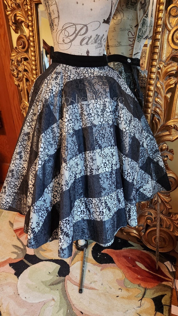 Vintage 50 s Black and White Plaid Circle Skirt Etsy UK