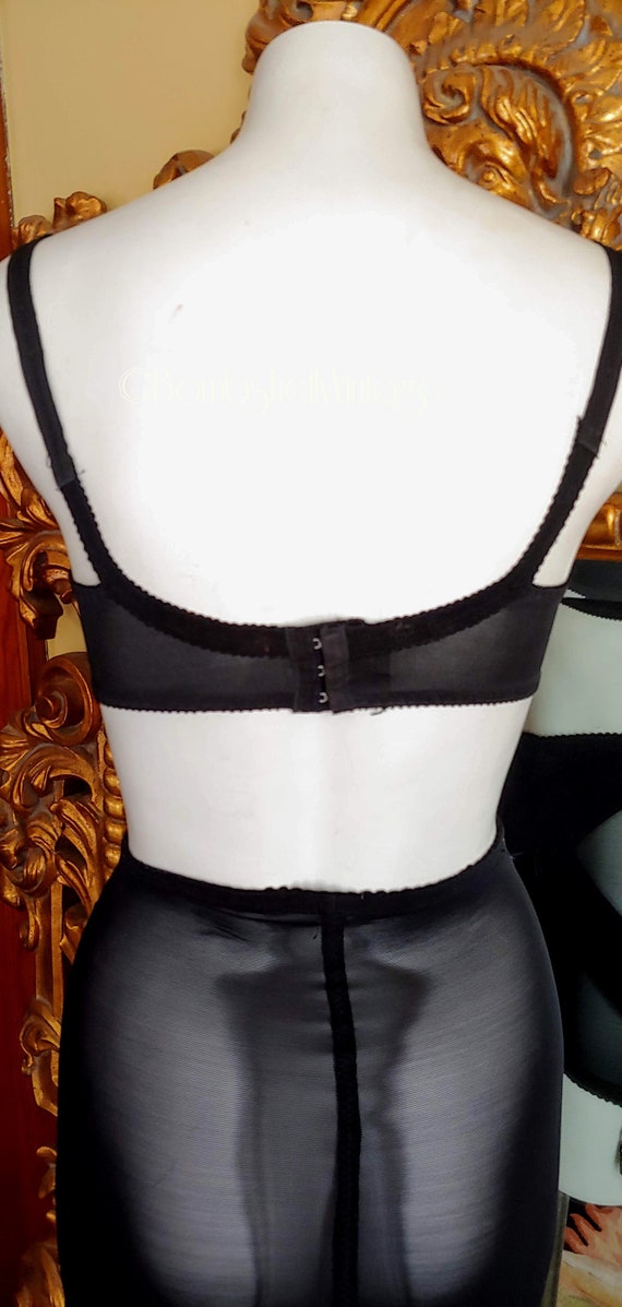 Vintage 60's Black Nylon Tricot Bra - image 5