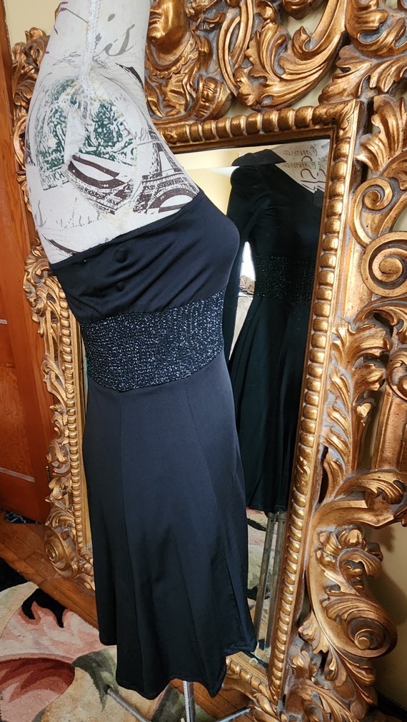 Vintage 70's Young Edwardian One Shoulder Black D… - image 2