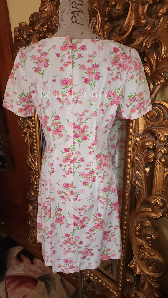 Vintage 60's Pink Cornflower Cotton Day Dress - image 3