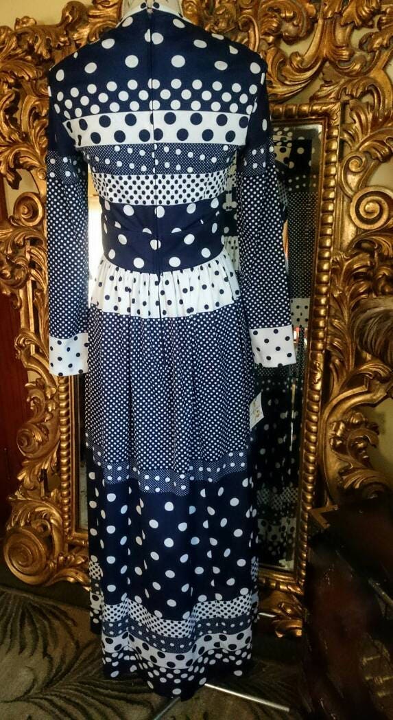 Vintage 1970's Miss Elliette California Navy Blue and | Etsy