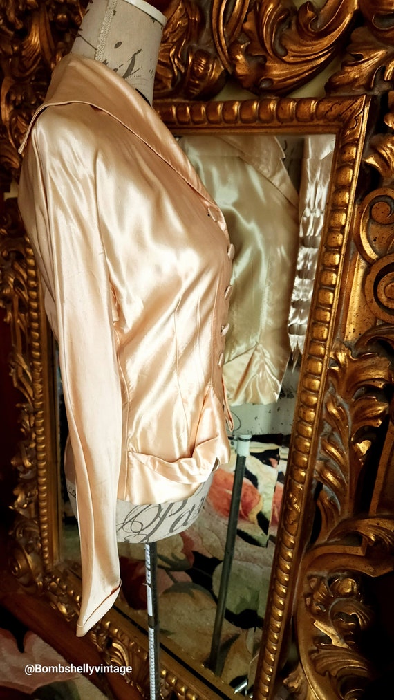 Vintage 40's Gold Satin Blouse/Jacket - image 2