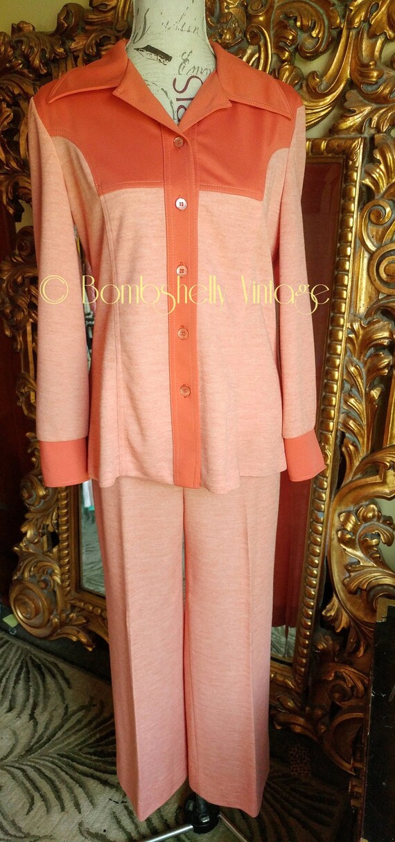 Vintage 1970's Jack Winter Cantaloupe Polyester Do