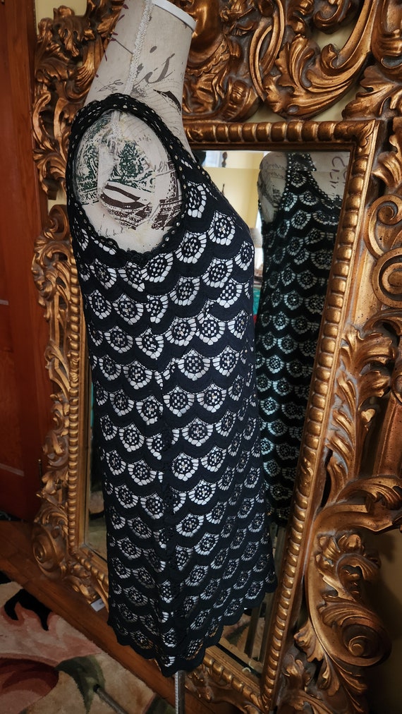 Vintage 60's Black and White Lace Sheath Dress wi… - image 2