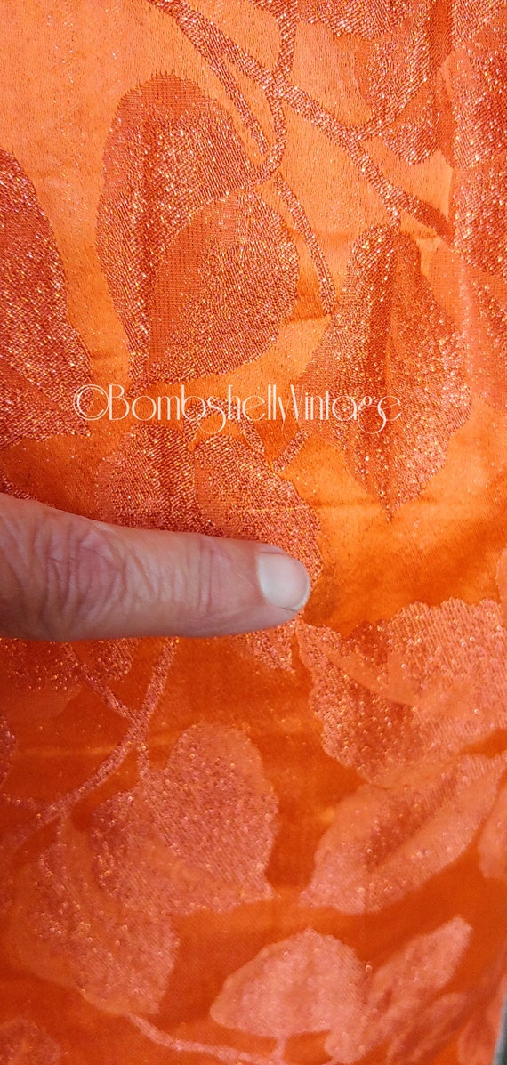 Vintage 50's Young Elegante Firery Orange Satin B… - image 7