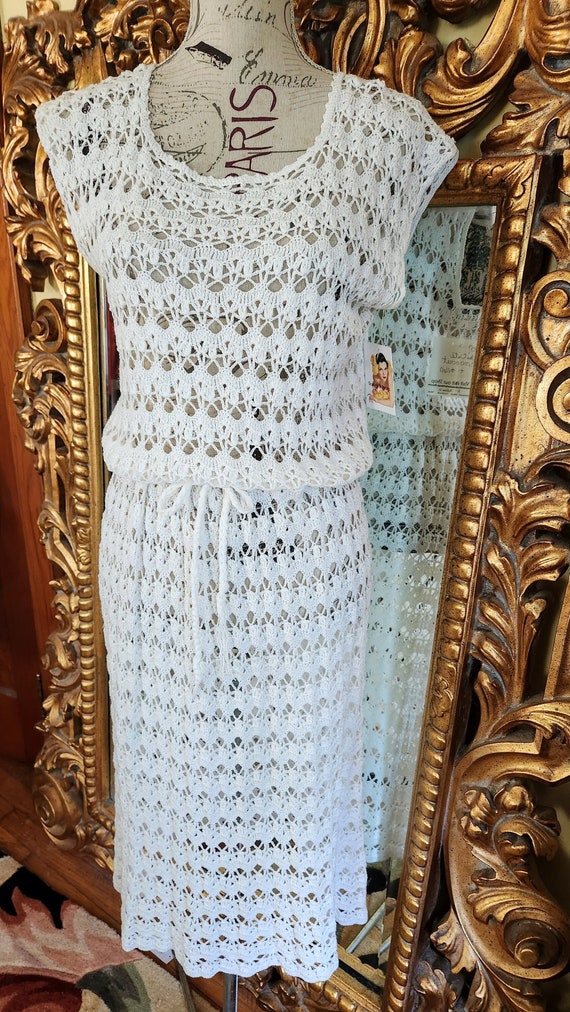 Vintage 70's White Crochet Dress