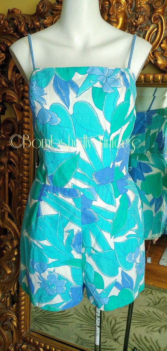 Vintage 60's Seaswaves Aqua Tropical Print Swim/Pl