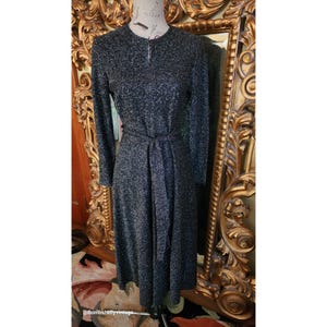 Vintage 60&#39;s Black Lurex Dress with Keyhole Neckline