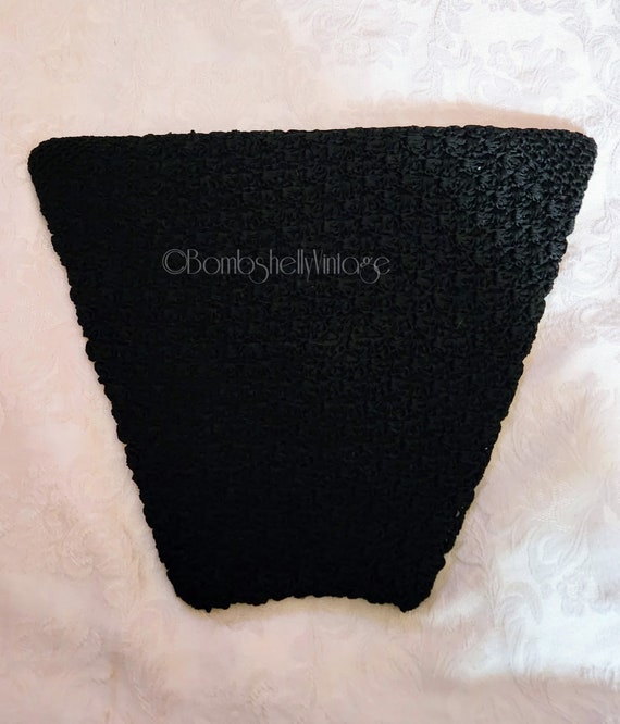 Vintage 20s/30s Large Black Crochet Envelope Clut… - image 3