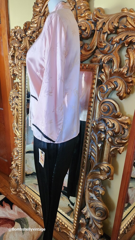 Vintage 50's Pink & Black Asian Inspired Pajamas - image 4