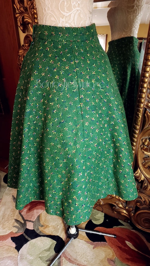 Vintage 50's Madalyn Miller Original Green Embroi… - image 3