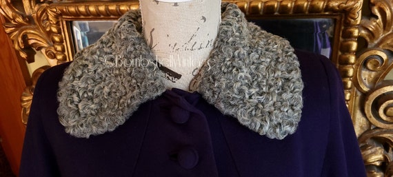 Vintage 40's Julliard Purple Wool Swing Coat with… - image 8